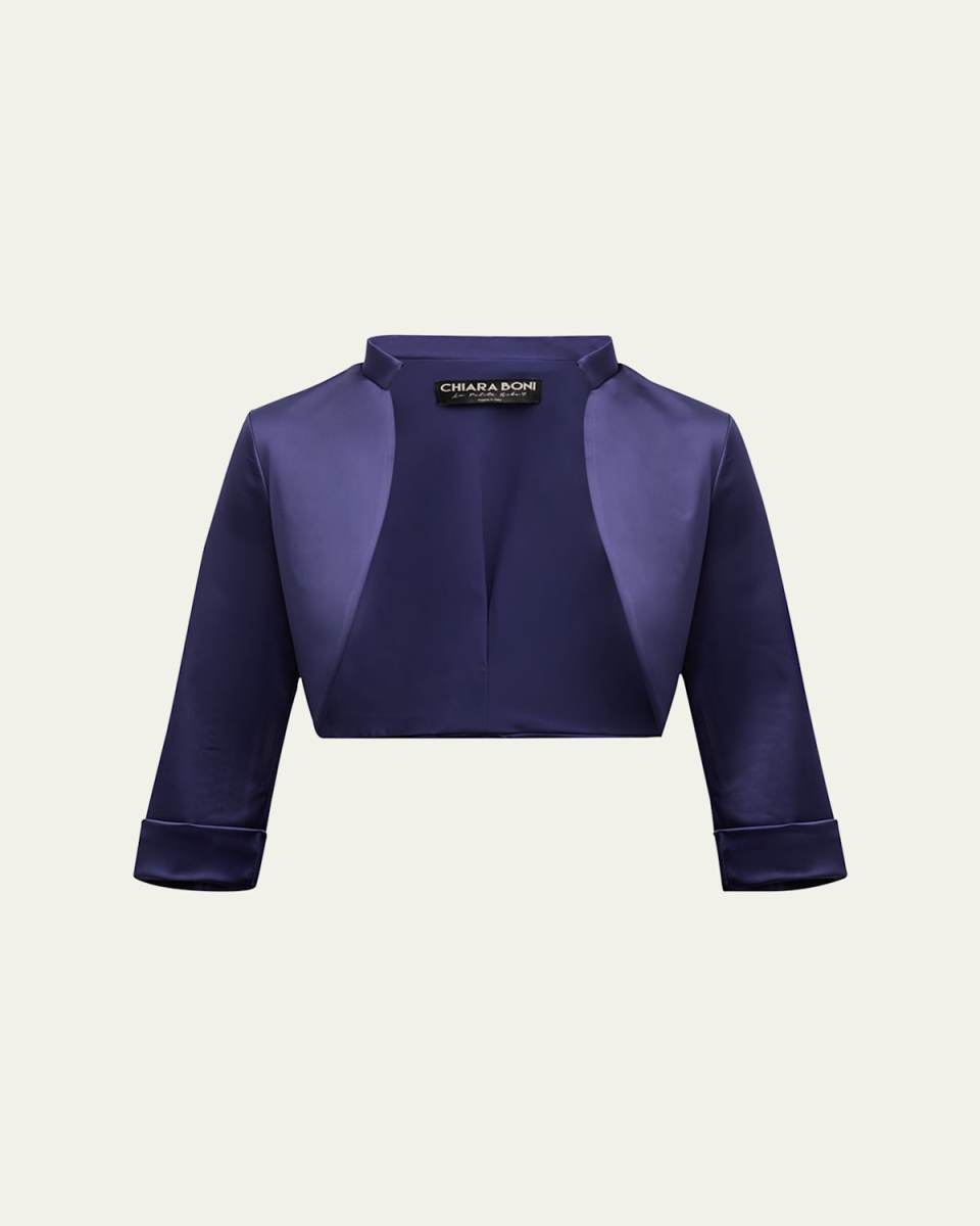 3/4-Sleeve Satin Bolero Shrug